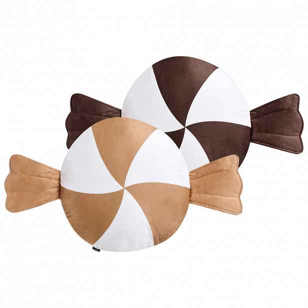 Beliani DEKORATIVNÍ polštář sada 2 ks Tmavě hnědý 60/60 cm Whirl Candy