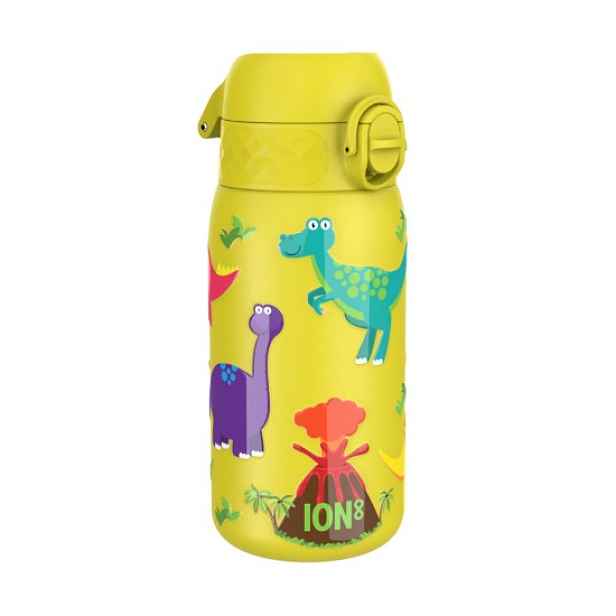 Dětská láhev na vodu, nerezavějící ocel, 400 ml, Yellow, Dinosaurs - I