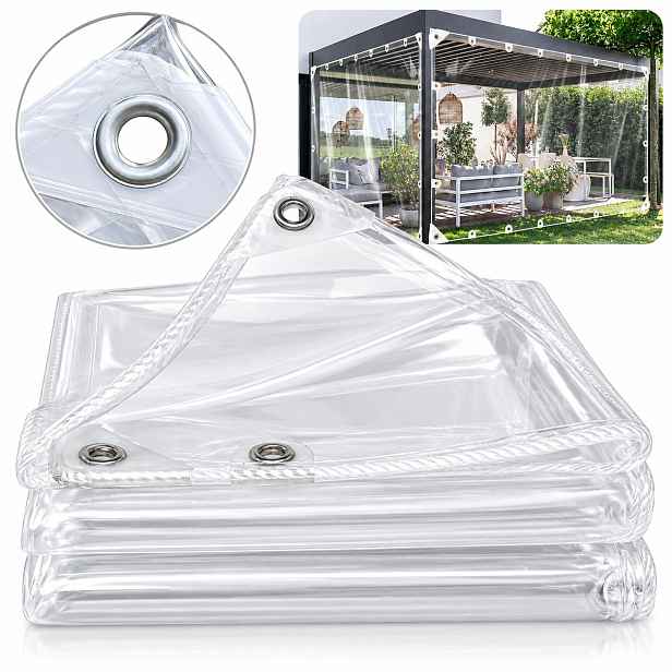 Průhledná Pvc plachta 2x3 m 250 g/m² s oky na terasu