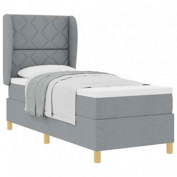 vidaXL Postel s boxspringem s čelo Světle šedá 200 x 80 cm textil