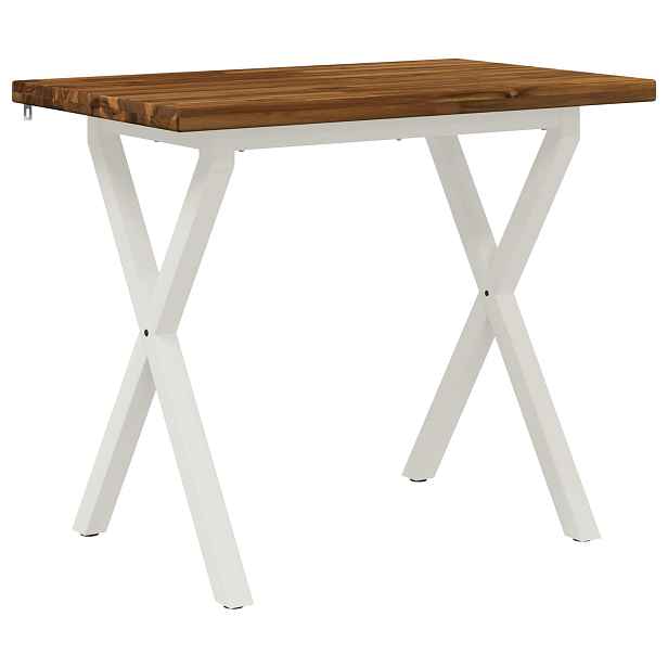 vidaXL 90 x 55 x 75 cm Masivní akátové dřevo Přírodní a bílá