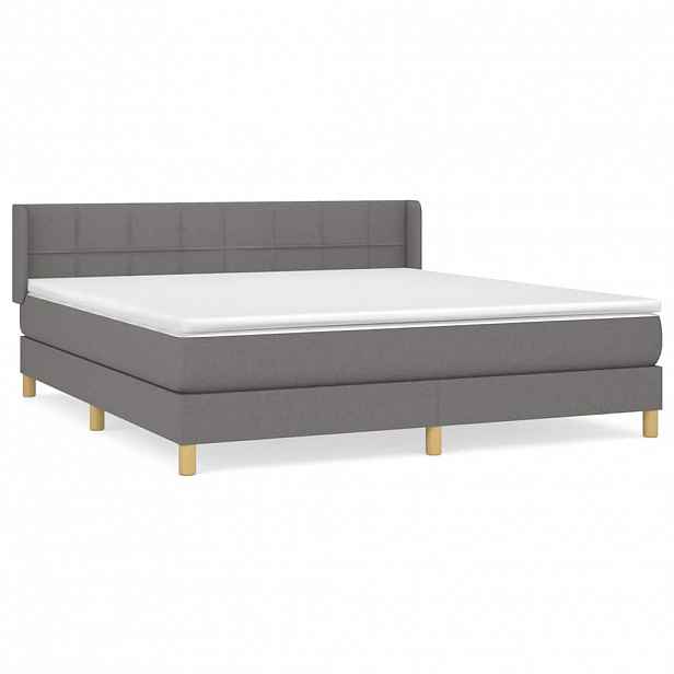 vidaXL Box spring postel s matrací tmavě šedá 160x200 cm textil