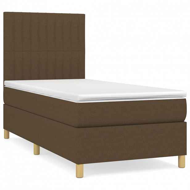vidaXL Box spring postel s matrací tmavě hnědá 90x190 cm textil
