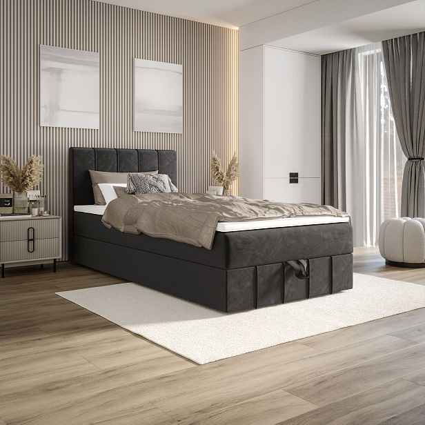 Jednolůžková boxspringová postel 100x200 MADLEN 1 - šedá