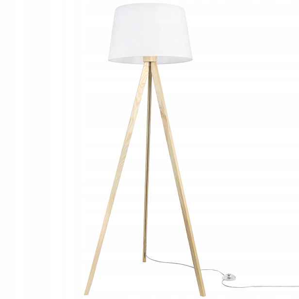 Stojací Lampa Podlahová Trojnožková Dřevěná Boho S Stínítkem Do Ložnice Pl