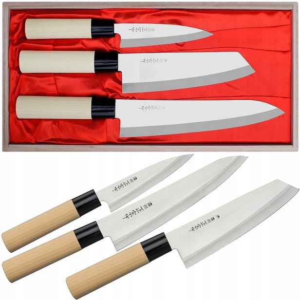 Satake Megumi 420J2 Japonská sada 3 nožů v dřevěné krabičce HG8165W