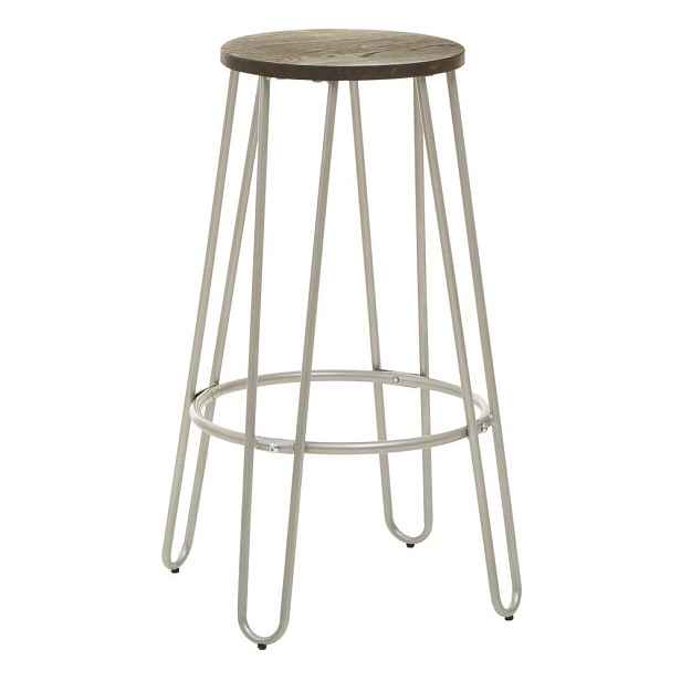 Barová stolička z jilmového dřeva ve stříbrné barvě/v přírodní barvě (výška sedáku 75 cm) District – Premier Housewares