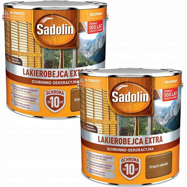 Set Sadolin Extra 2x2,5 Ochranný Lak Na Dřevo Vlašský Ořech 5L
