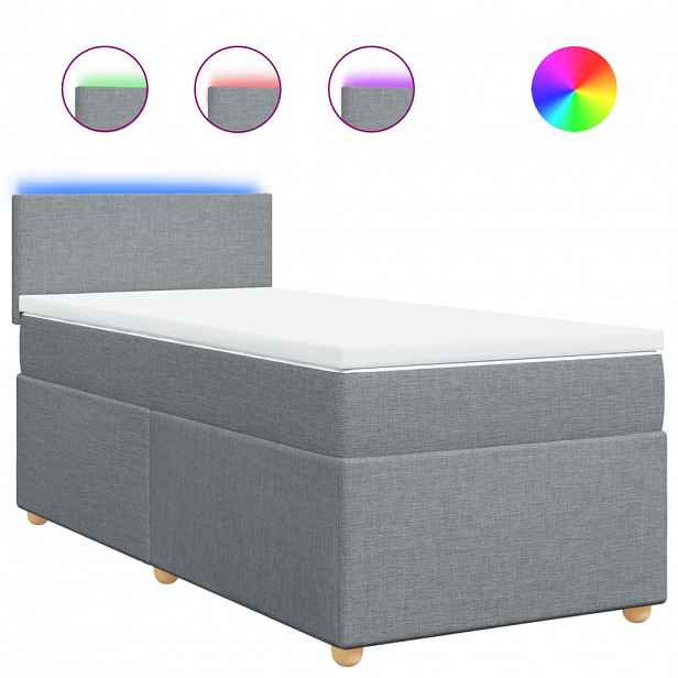 vidaXL Box spring postel s matrací světle šedá 80 x 200 cm textil