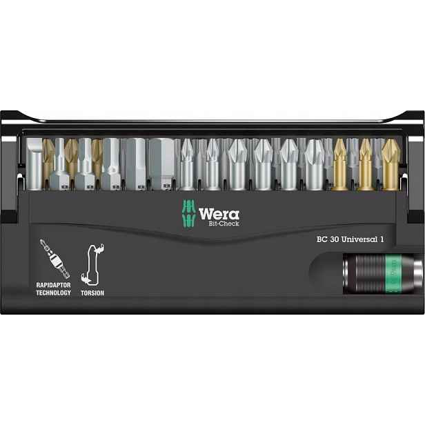 Bity s držákem, sada hrotů Ph/pz Torx Hex Bit-Check 30 Universal 1 Wera