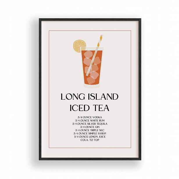 Obraz Long Island Iced Tea Plakát Rámeček Dřevěný Černý 30x42 cm