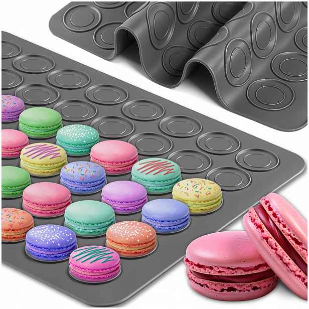 TEMU Kuketo – Silikonová podložka na makronky a sušenky – Pečící forma s 48 otvory – Dvě velikosti 3,5 cm / 2,2 cm – Rozměr 39 × 29 cm – Opakovaně