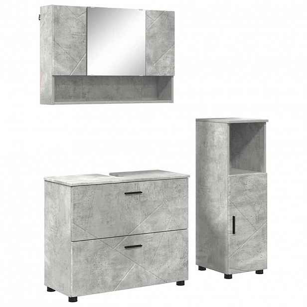 vidaXL Sada koupelnového nábytku 3 ks Betonově šedá 76,5 x 35 x 64 cm