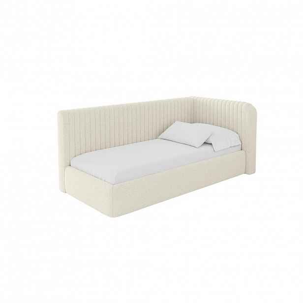ALTDECOR JEDNOLŮŽKOVÁ POSTEL pro mládež s úložným prostorem, vlevo - AURY 100x200 béžová