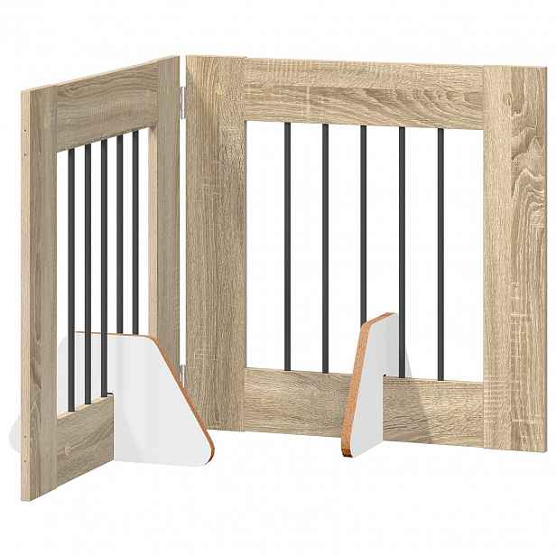vidaXL Skládací psí brána se stojany 2 ks Dub sonoma 120,5 cm