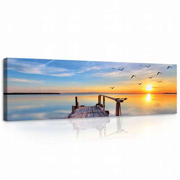 Obraz Západ Slunce Moře Most Příroda Moderní Do Ložnice 145x45