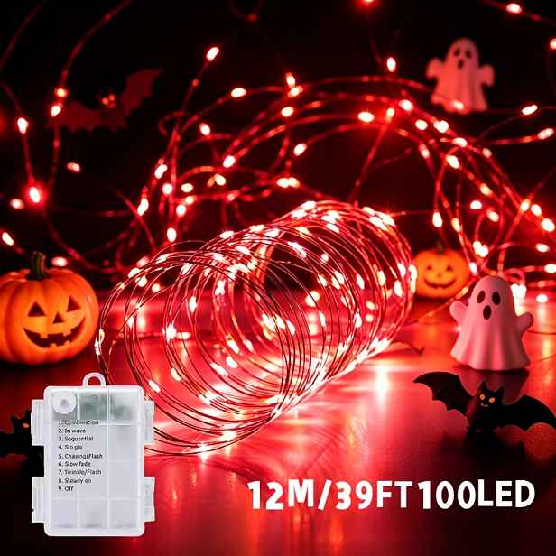 TEMU Halloweenská pohádková lampa k vlastnímu sestavení s bateriovým , 8 režimů, IP54, na baterie (baterie nejsou součástí), ideální pro sváteční