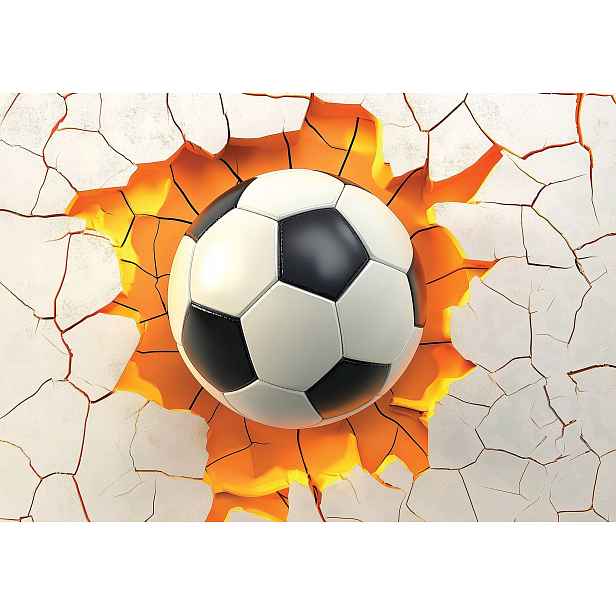 Fototapeta Dynamika Míč ve zdi Energie Propíchnutí Sport 200x140 lepidlo