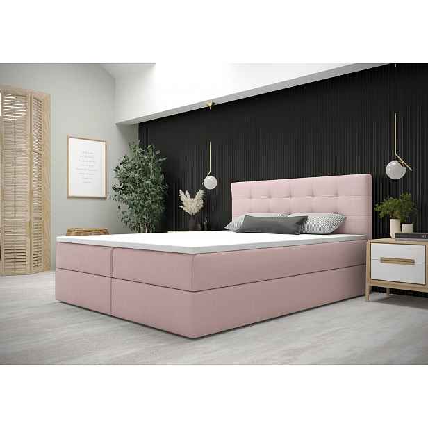 Moderní postel 180x200 s úložným prostorem STIG 5 - růžová