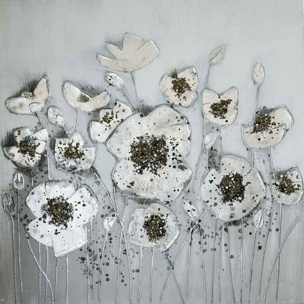 Ručně malovaný obraz Květiny 80x80 cm, 3D struktura