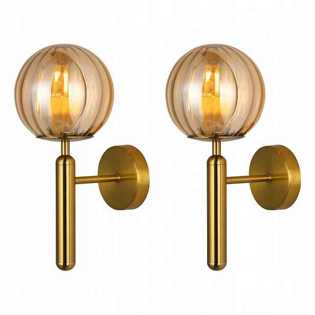 Sada 2 elegantních hnědojantarových nástěnných lamp Ravena Italux
