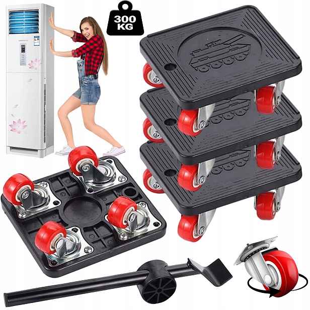 Sada Pro Přepravu Posouvání Nábytku Zvedák 300 Kg 4XKOLEČKA Sada 5 Dílů