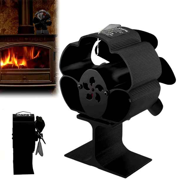 Krbový Ventilátor Se 6 Lopatkami A Teploměrem, Tichý, Napájený Teplem