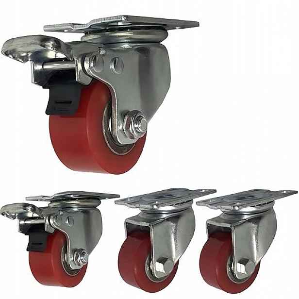 4 X Transportní Kolečka Pro Nábytek Otočná 50 MM 1000 Kg S Brzdou Sada