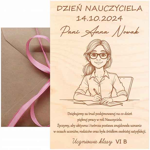 Dárek K Dni Učitelů Dřevěná Kartička Poděkování Gravírování Magnet