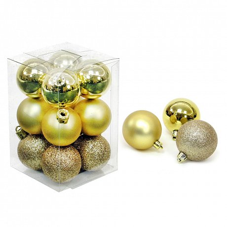 Sada 12 vánočních ozdob ve zlaté barvě Unimasa Navidad