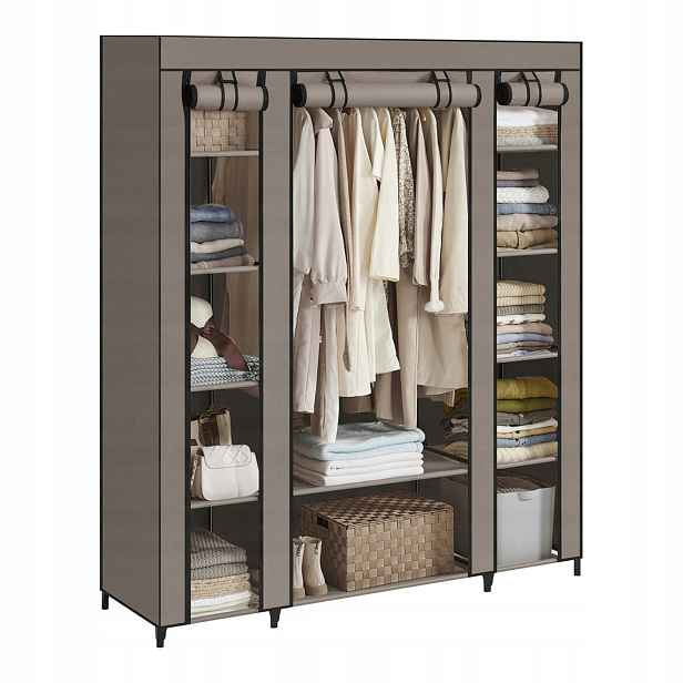 Skříň Látková skládací krytka s tyčí 12 Polic Songmics Taupe 150x45