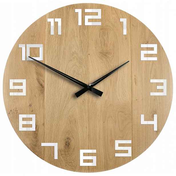 Nástěnné hodiny Dubový akrylový Digit Wood White 50 cm Kulatý