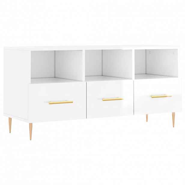 vidaXL TV skříňka bílá s vysokým leskem 102x36x50 cm kompozitní dřevo