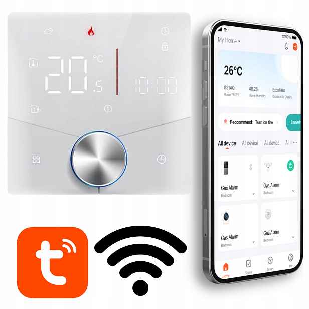 16A Zatížitelný Radiátorový Wifi Termostat Pro Podlahové Vytápění Tuya