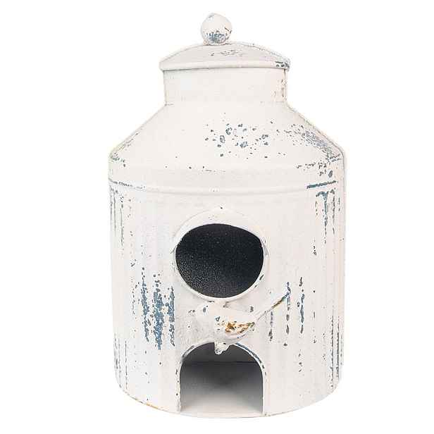 Béžová dekorativní plechová budka pro ptáčky Fun Antique - 19*13*28 cm Clayre & Eef