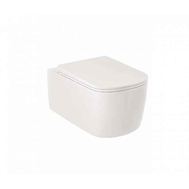 Kludi Resa S - Závěsné WC se sedátkem SoftClose, Rimless, Spiralflush, lesklá bílá 27WCSET43