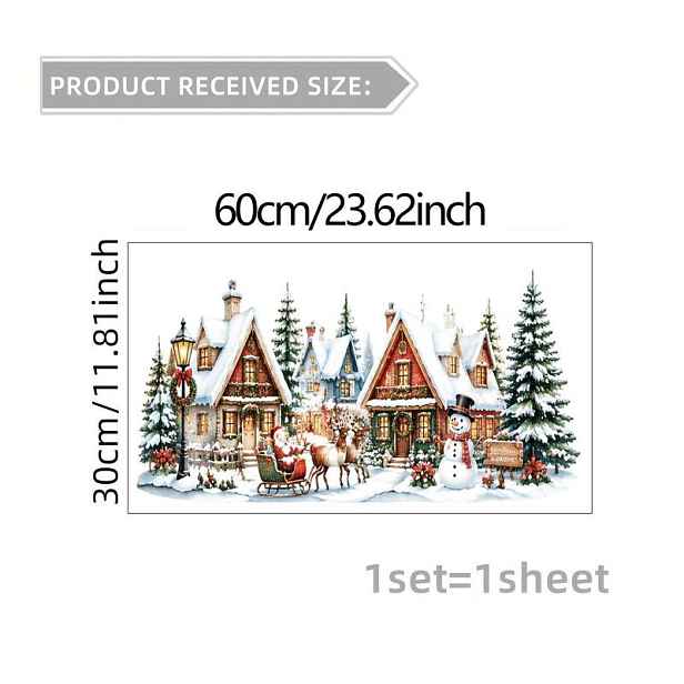 TEMU 2D Plochý, 1ks 2D Plochý , Vánoční Statická Samolepka na Okno, Okenní Samolepka, Skleněná Samolepka, Okenní Aplikace - Vánoční Statická Fólie se