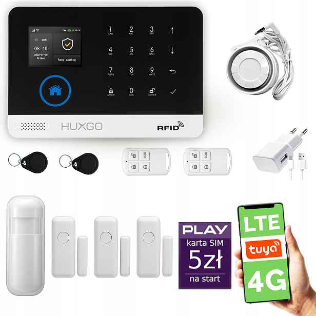 Bezdrátový alarm WiFi Gsm 4G, Tuya, sada alarmu Huxgo HXA003 D3PS
