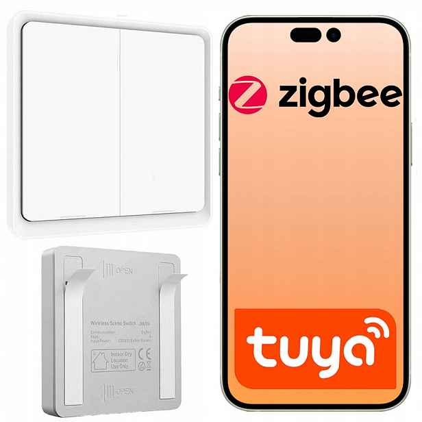 Dálkové ovládání Zigbee 3.0 Tuya pro osvětlení rolet, 2 tlačítka Smart