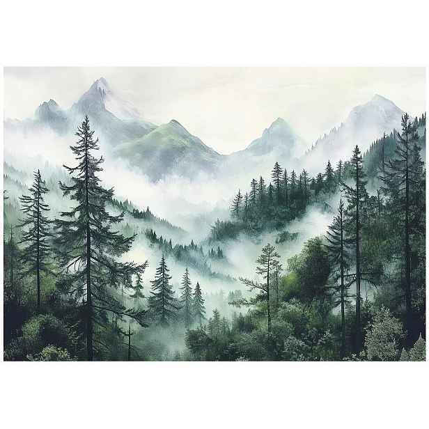 Fototapeta Na Flizelině Stromy V Mlze 3D Krajina Tapeta Na Zeď 150x105