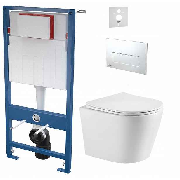 Podomítkový Wc set, rám Skalar by Alca, Wc mísa Tornado, tlačítko