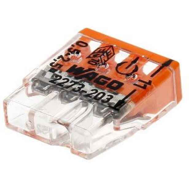 Univerzální rychlospojka Drát 3x 0,5-2,5 mm2 Wago 2273-203 100 Ks
