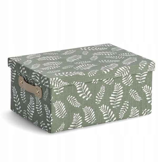 Zeller Úložný box s víkem motiv Listy, bavlna, polyester 36x26x16,5cm