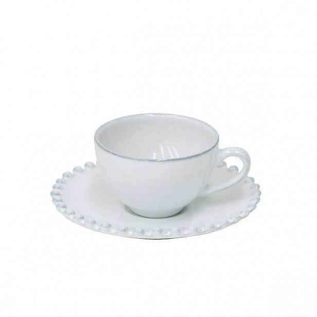 Bílý kameninový hrnek s podšálkem Costa Nova Pearl, objem 70 ml