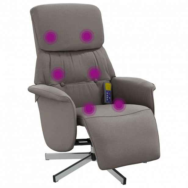 vidaXL Masážní polohovací křeslo s podnožkou taupe textil