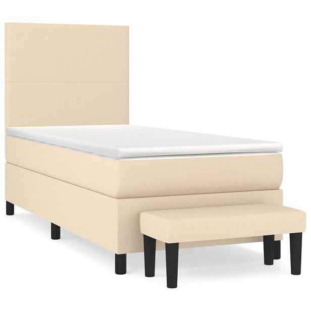 vidaXL Box spring postel s matrací krémová 100 x 200 cm textil
