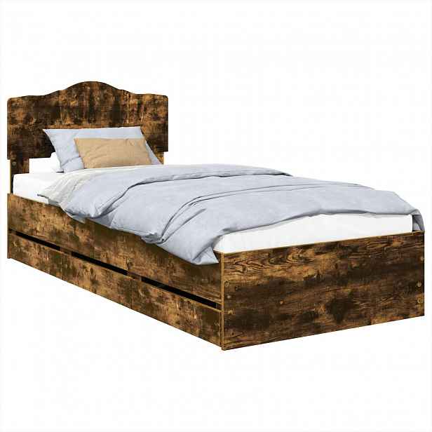 vidaXL Rám postele s čelo Kouřový dub 75 x 190 cm Inženýrské dřevo