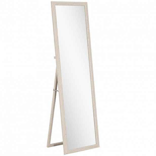 HOMCOM CELOTĚLOVÉ ZRCADLO 160 x 50 cm Obdélníkové stojací zrcadlo s kamenným vzhledem, bílé