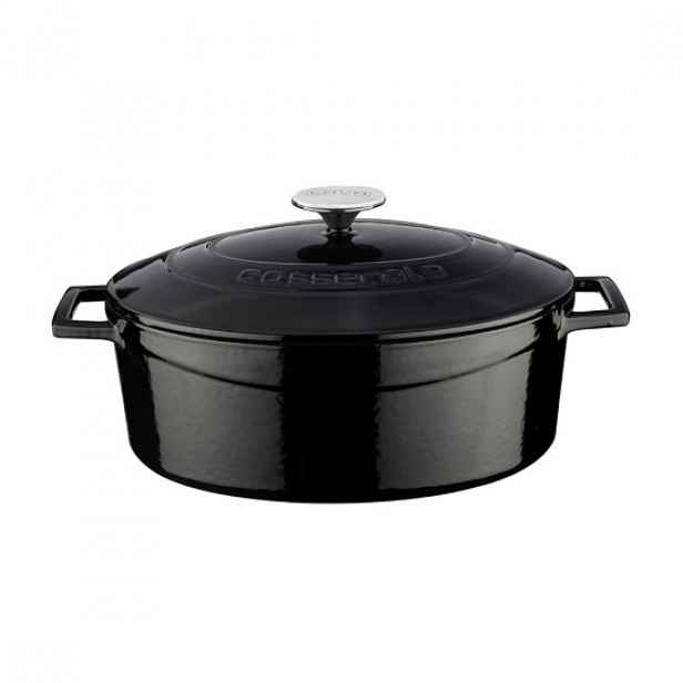 Oválný hrnec, litinový, 29 cm / 4,67 l, řada "Folk", černý - LAVA