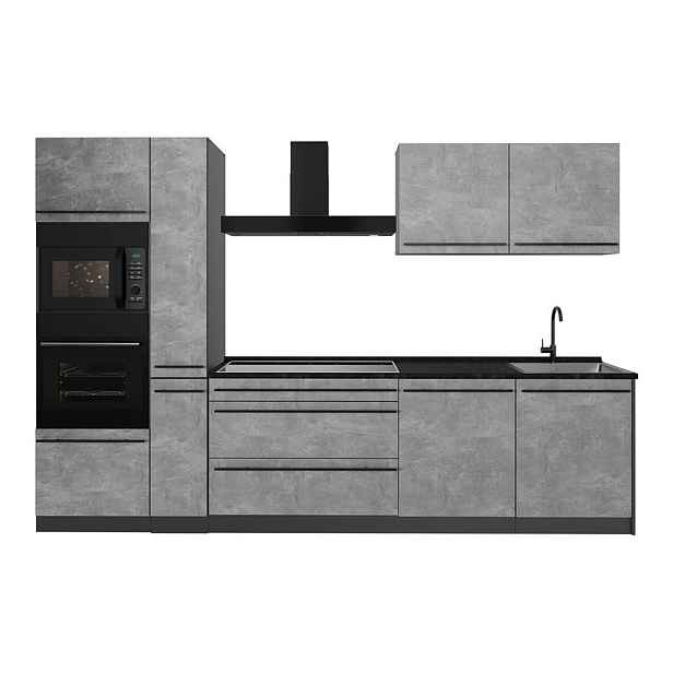 Vicco KUCHYŇSKÝ KOUT R-Line, Beton/Antracit, 310 cm pracovná doska antracitová